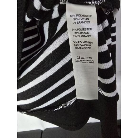 CHICO'S Black & White Asymmetrical Stripe Women's Tunic, Long Sleeve Size 1 Med - Picture 6 of 6